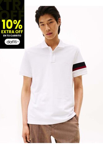 Polo Blanco De Corte Regular Con Detalles De Cinta RWB Tommy Hilfiger Tommy Hilfiger