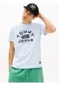 Camiseta Celeste De Punto Con Cuello Redondo Tommy Jeans de Tommy Hilfiger