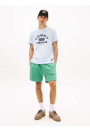 Camiseta Celeste De Punto Con Cuello Redondo Tommy Jeans