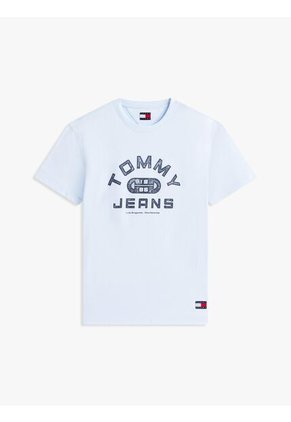 Camiseta Celeste De Punto Con Cuello Redondo Tommy Jeans