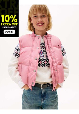 Chaleco Rosado Acolchado Amplio De Plumón Tommy Hilfiger Tommy Hilfiger