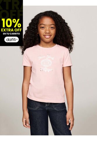 Camiseta Rosa Con Logotipo Metalizado Tommy Hilfiger Tommy Hilfiger