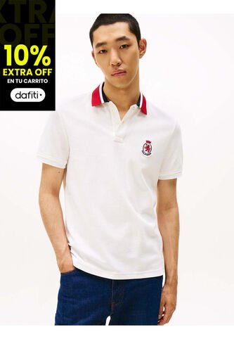 Polo Blanco En Piqué De Corte Regular Tommy Hilfiger Tommy Hilfiger