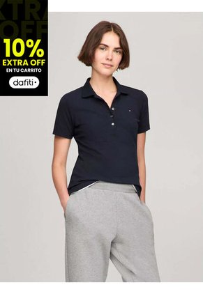 Polo Azul De Corte Slim Con Logo Tommy Hilfiger