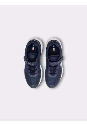 Tenis Azul De Corte Bajo Con Velcro Y Cordones Tommy Hilfiger