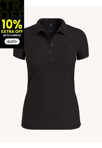 Polo Negro De Corte Slim Con Manga Corta Tommy Hilfiger Tommy Hilfiger