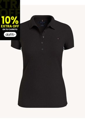 Polo Negro De Corte Slim Con Manga Corta Tommy Hilfiger