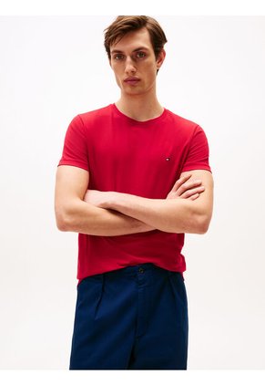Camiseta Roja De Cuello Redondo Y Corte Extra Slim Tommy Hilfiger