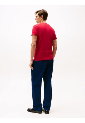 Camiseta Roja De Cuello Redondo Y Corte Extra Slim Tommy Hilfiger