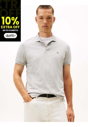 Polo Gris De Punto Interlock De Corte Regular Tommy Hilfiger