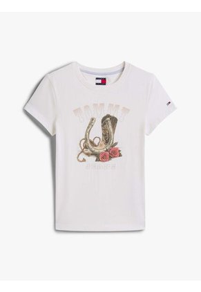 Camiseta Blanca Slim Con Logo Gráfico Tommy Jeans