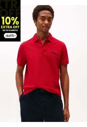 Polo Rojo De Corte Regular Con Logo Gráfico Tommy Hilfiger