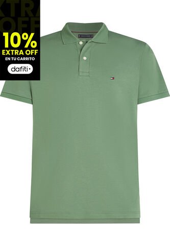 Polo Verde De Punto Interlock De Corte Regular Tommy Hilfiger Tommy Hilfiger