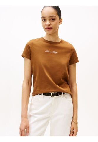 Camiseta Beige Con Logo Texturizado Tommy Hilfiger Tommy Hilfiger