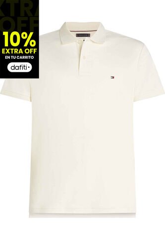 Polo Blanco De Punto Interlock De Corte Regular Tommy Hilfiger Tommy Hilfiger