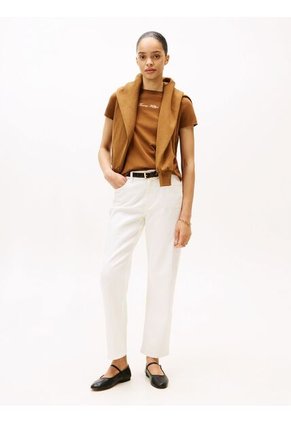 Camiseta Beige Con Logo Texturizado Tommy Hilfiger