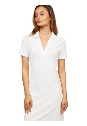 Vestido Blanco Tipo Polo Con Cuello En V Abierto Tommy Hilfiger