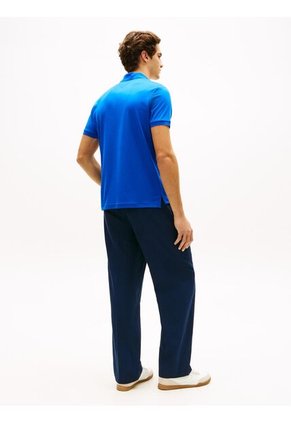Polo Azul De Punto Interlock De Corte Regular Tommy Hilfiger