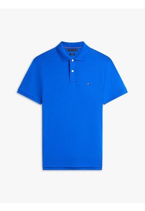 Polo Azul De Punto Interlock De Corte Regular Tommy Hilfiger