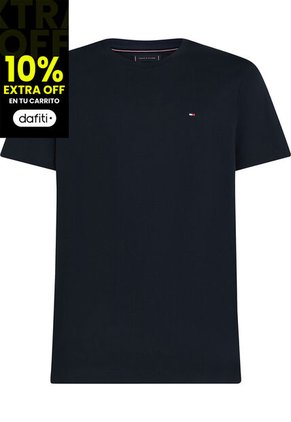 Camiseta Azul De Cuello Redondo Y Punto Interlock Tommy Hilfiger