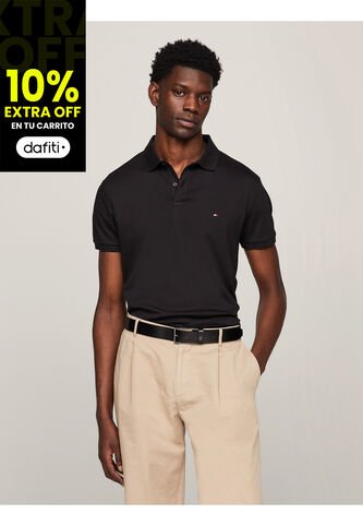 Polo Negro Essential De Corte Regular Con Logo Tommy Hilfiger Tommy Hilfiger
