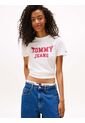Camiseta Blanca De Cuello Redondo Con Escudo Tommy Jeans de Tommy Hilfiger