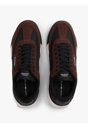 Tenis Negro Retro Dentadas En Mezcla De Ante Tommy Hilfiger