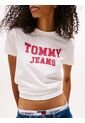Camiseta Blanca De Cuello Redondo Con Escudo Tommy Jeans de Tommy Hilfiger
