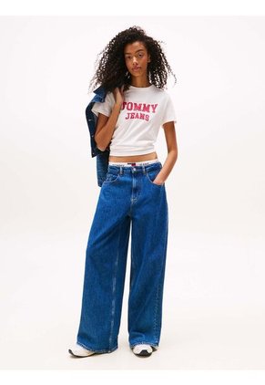 Camiseta Blanca De Cuello Redondo Con Escudo Tommy Jeans