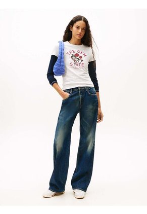 Camiseta Gris Slim Con Logo Gráfico Tommy Jeans