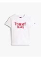 Camiseta Blanca De Cuello Redondo Con Escudo Tommy Jeans de Tommy Hilfiger