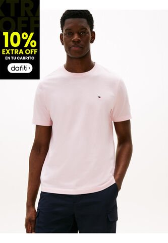 Camiseta Rosa De Cuello Redondo Con Logo Bordado Tommy Hilfiger Tommy Hilfiger