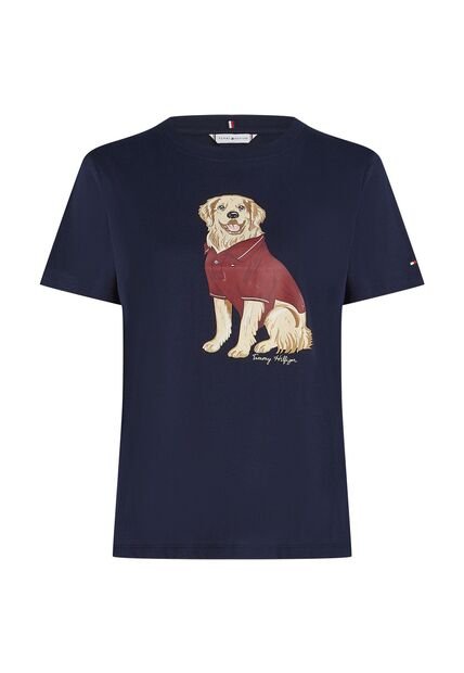 Camiseta Azul Manga Corta Con Logo De Perro Tommy Hilfiger