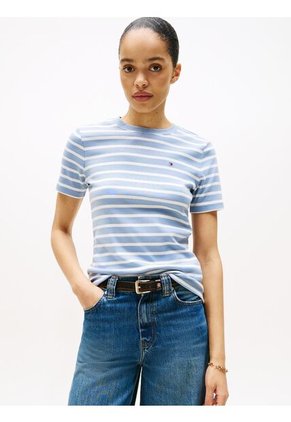 Camiseta Celeste Slim De Cuello Redondo Tommy Hilfiger