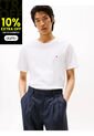 Camiseta Blanca De Cuello Redondo Y Punto Interlock Tommy Hilfiger de Tommy Hilfiger