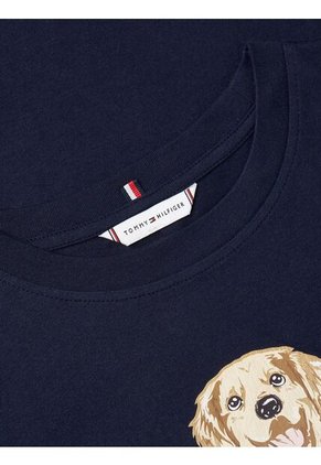 Camiseta Azul Manga Corta Con Logo De Perro Tommy Hilfiger