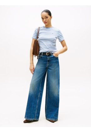 Camiseta Celeste Slim De Cuello Redondo Tommy Hilfiger