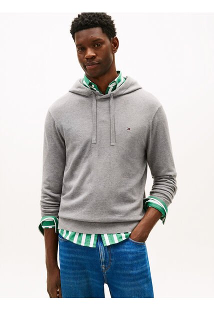 Buzo Gris Con Capota, Cordón Y Logo Tommy Hilfiger