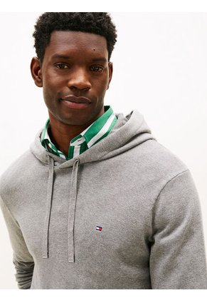 Buzo Gris Con Capota, Cordón Y Logo Tommy Hilfiger