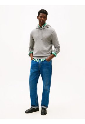 Buzo Gris Con Capota, Cordón Y Logo Tommy Hilfiger