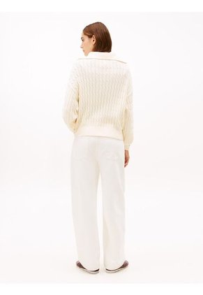 Saco Blanco Con Cierre De Cremallera De 1/2 Con Tejido Cableado Tommy Hilfiger