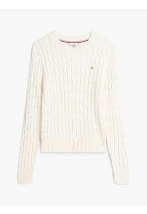 Saco Blanco De Punto Con Cuello Redondo Tommy Hilfiger