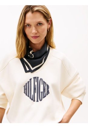 Saco Blanco De Felpa Con Cuello En V Tommy Hilfiger