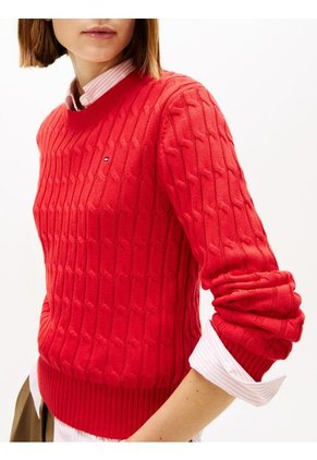 Saco Rojo De Punto Con Cuello Redondo Tommy Hilfiger