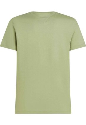 Camiseta Verde De Cuello Redondo Con Logo Bordado Tommy Hilfiger