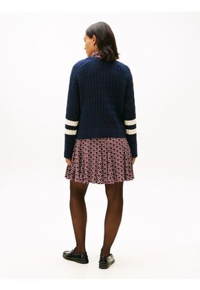 Saco Azul De Cuello Redondo Con Logo Script Gráfico Tommy Hilfiger