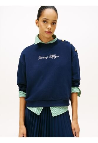 Saco Azul De Felpa Con Logo Script Y Botones Decorativos Tommy Hilfiger Tommy Hilfiger