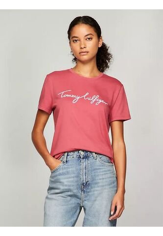 Camiseta Rosada De Cuello Redondo Con Logo Tommy Hilfiger Tommy Hilfiger