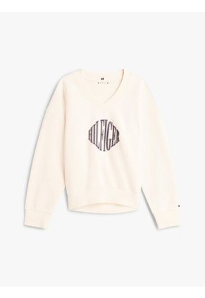 Saco Blanco De Felpa Con Cuello En V Tommy Hilfiger