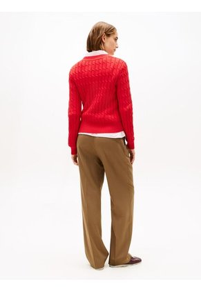 Saco Rojo De Punto Con Cuello Redondo Tommy Hilfiger